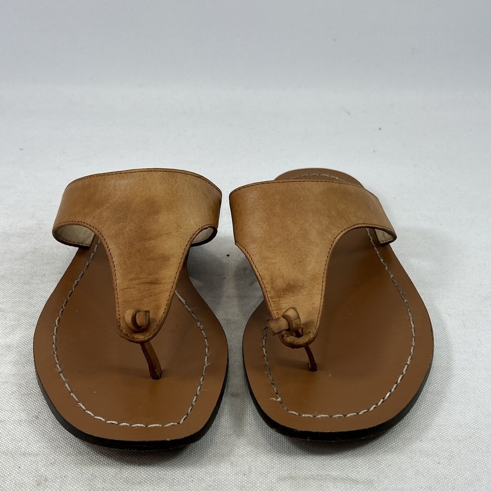 J. Crew Thong Sandals Women's Size 6 Genuine Leather Brown Tan Slides - Picture 7 of 14